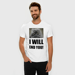 Футболка slim-fit I will end you - joke, цвет: белый — фото 2