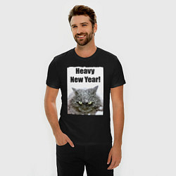 Футболка slim-fit Heavy New Year - снег на морде, цвет: черный — фото 2