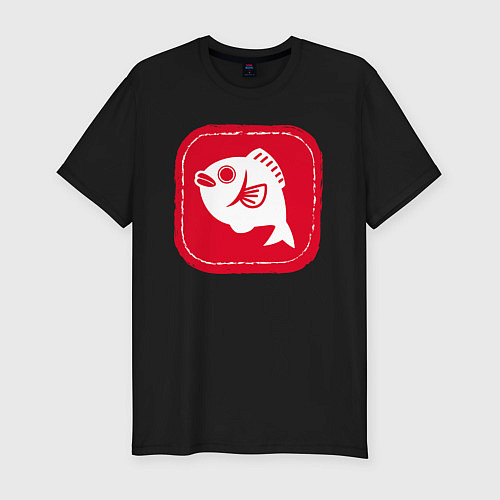 Мужская slim-футболка Рыбная печать / Черный – фото 1