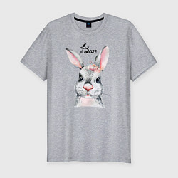 Мужская slim-футболка Кролик - символ 2023 года