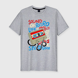 Мужская slim-футболка Касссета ретро звук