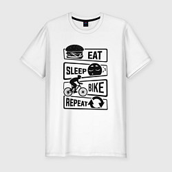 Мужская slim-футболка Eat sleep bike repeat art