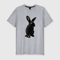 Футболка slim-fit Черный кролик на счастье, цвет: меланж