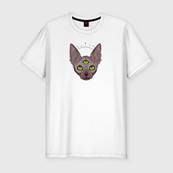 Мужская slim-футболка Просветленный трехглазый кот
