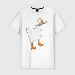 Мужская slim-футболка Опасный гусь