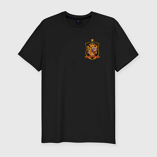 Мужская slim-футболка Сборная Испании логотип / Черный – фото 1
