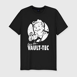 Мужская slim-футболка Vault boy - join the vault tec