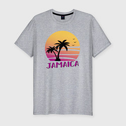 Мужская slim-футболка Ямайка закат