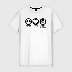 Мужская slim-футболка Мир любовь и рок