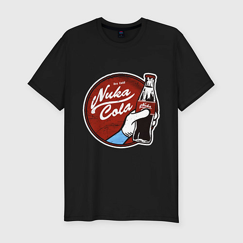 Мужская slim-футболка Nuka cola sticker / Черный – фото 1