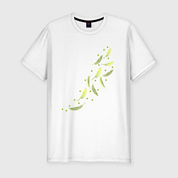 Мужская slim-футболка Тропические листья разлетаются