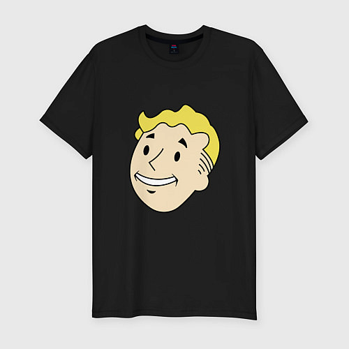 Мужская slim-футболка Vault boy head / Черный – фото 1