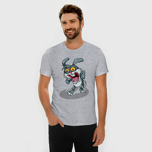 Мужская slim-футболка Безумный кролик / Меланж – фото 3