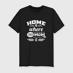 Мужская slim-футболка Дом там где мама