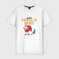 Футболка slim-fit Careful Santa is here, цвет: белый