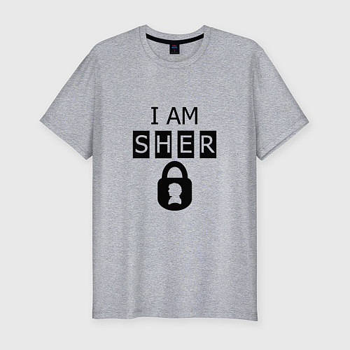 Мужская slim-футболка I am Sher locked / Меланж – фото 1