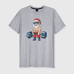 Мужская slim-футболка Санта силач