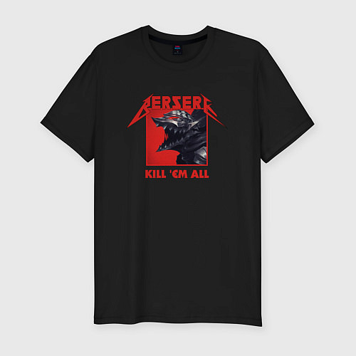 Мужская slim-футболка Berserk kill em all / Черный – фото 1