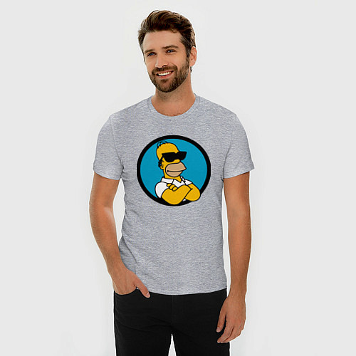 Мужская slim-футболка Гомер Симпсон - крутой чувак / Меланж – фото 3