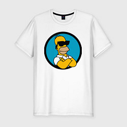 Футболка slim-fit Гомер Симпсон - крутой чувак, цвет: белый
