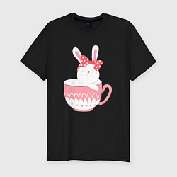 Мужская slim-футболка Зайчонок в чашке