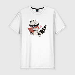 Мужская slim-футболка Умный крошка-енот
