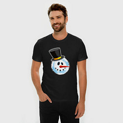 Футболка slim-fit Голова мультяшного снеговика, цвет: черный — фото 2