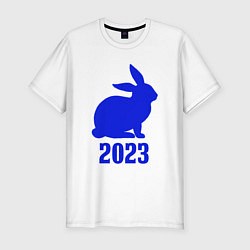 Мужская slim-футболка 2023 силуэт кролика синий