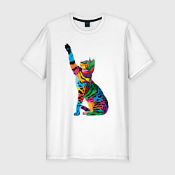 Футболка slim-fit Бенгальская кошка, цвет: белый