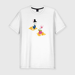 Мужская slim-футболка Пара кроликов в ханбоках