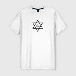 Футболка slim-fit Ханука, Звезда Давида, Happy Hanukkah, цвет: белый