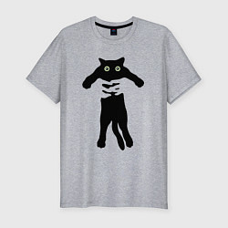 Мужская slim-футболка Кот на ручках