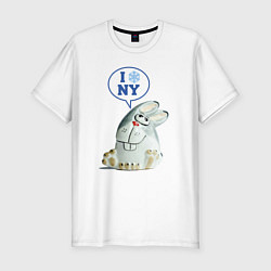 Мужская slim-футболка Заяц-ёлочная игрушка