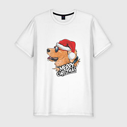 Мужская slim-футболка Собачье Рождество