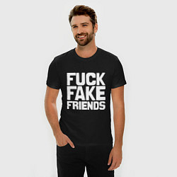 Футболка slim-fit Fuck fake friends, цвет: черный — фото 2