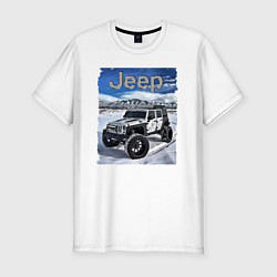 Футболка slim-fit Chrysler Jeep Wrangler в зимних горах, цвет: белый