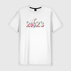 Футболка slim-fit Надпись 2023 год кролика, цвет: белый