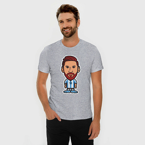 Мужская slim-футболка Little Messi / Меланж – фото 3