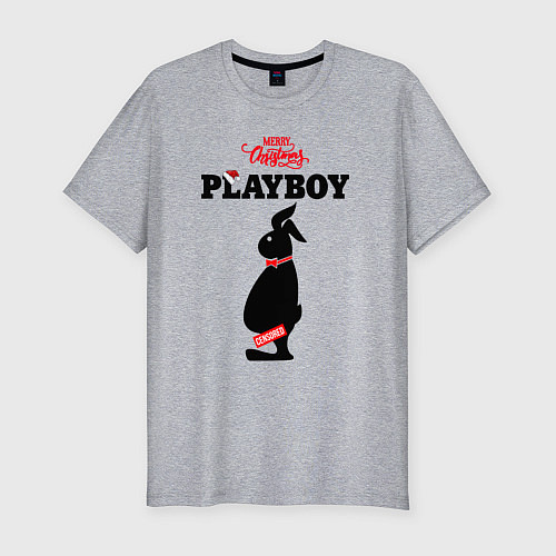 Мужская slim-футболка Толстяк playboy / Меланж – фото 1