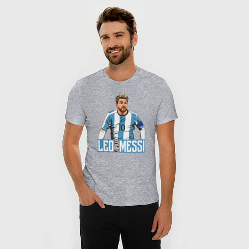 Мужская slim-футболка Messi la pulga / Меланж – фото 3