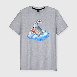 Футболка slim-fit Заяц на облаке, цвет: меланж