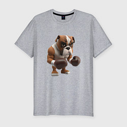 Мужская slim-футболка Собака чемпион по боксу