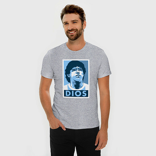 Мужская slim-футболка Dios Maradona / Меланж – фото 3