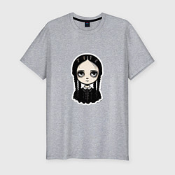 Футболка slim-fit Уэнсдей, Семейка Аддамс в стиле Бёртона, цвет: меланж
