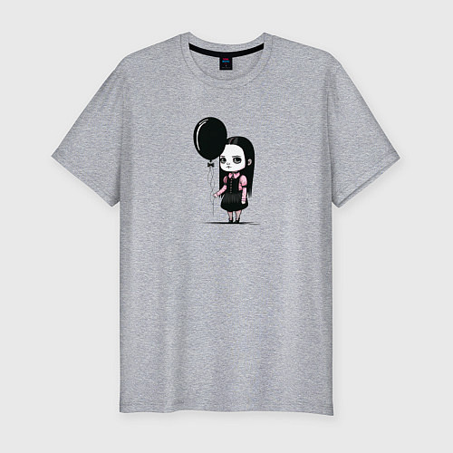 Мужская slim-футболка Мрачная девочка / Меланж – фото 1