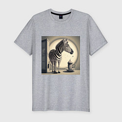 Мужская slim-футболка Забавная зебра