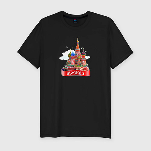 Мужская slim-футболка Москва Кремль / Черный – фото 1