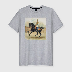 Мужская slim-футболка Николай II на коне на дворцовой площади