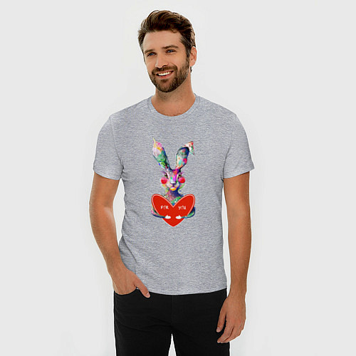 Мужская slim-футболка Влюблённая зая / Меланж – фото 3