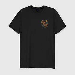 Мужская slim-футболка Сердце мишки-самурая